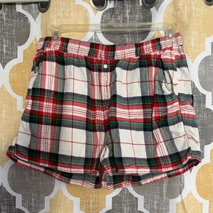American Eagle Outfitters Red, Green & White Plaid Cotton Lounge Shorts